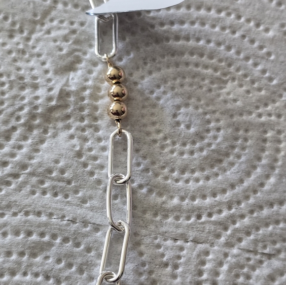 Lauren Ralph Lauren Women Silver Gold Chain Link Necklace New - Picture 6 of 10